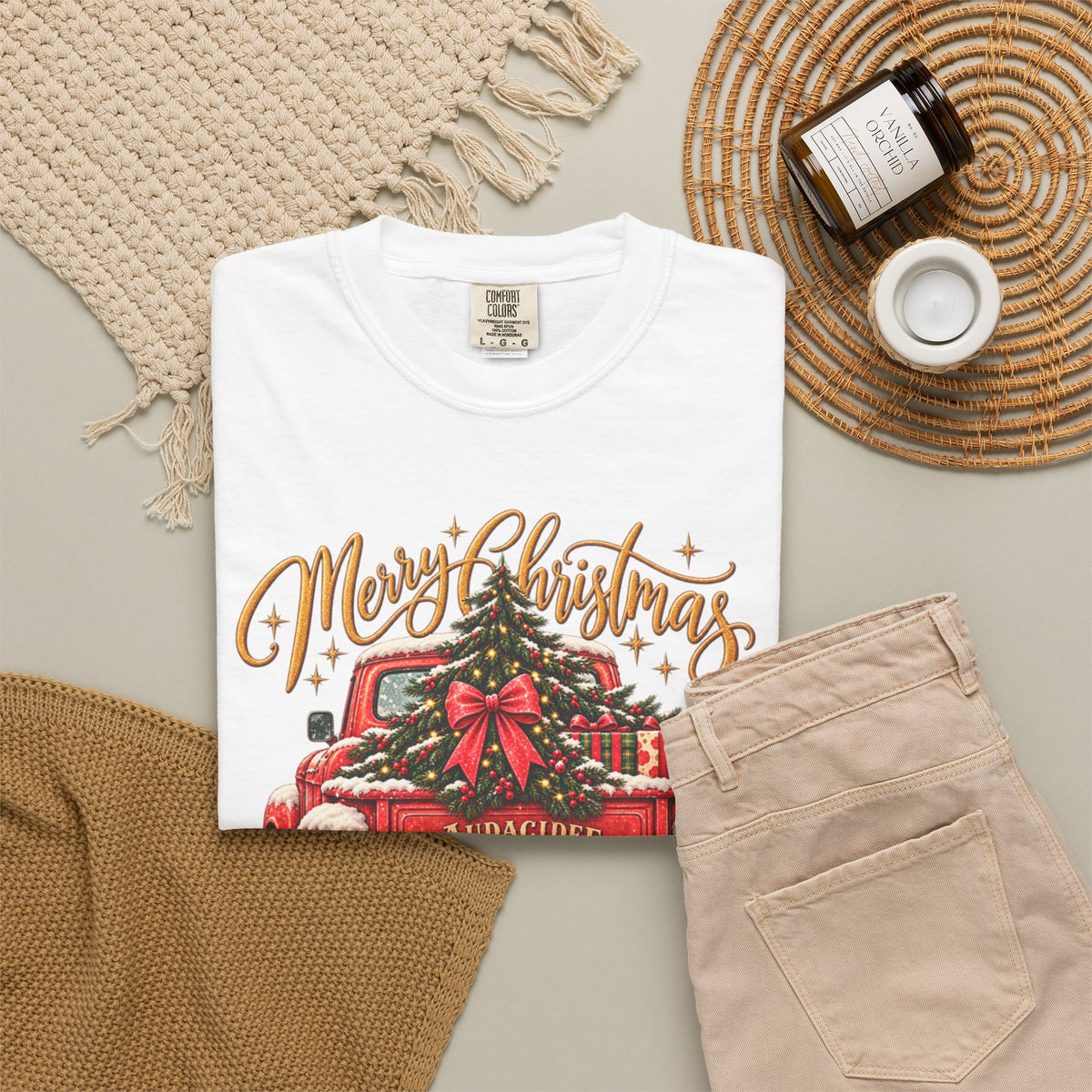 Merry Christmas Vintage Red Truck T-Shirt
