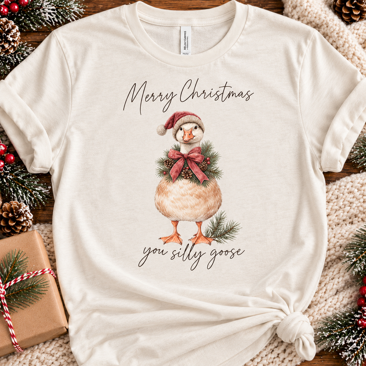 Merry Christmas Silly Goose T-Shirt, Christmas Goose Design