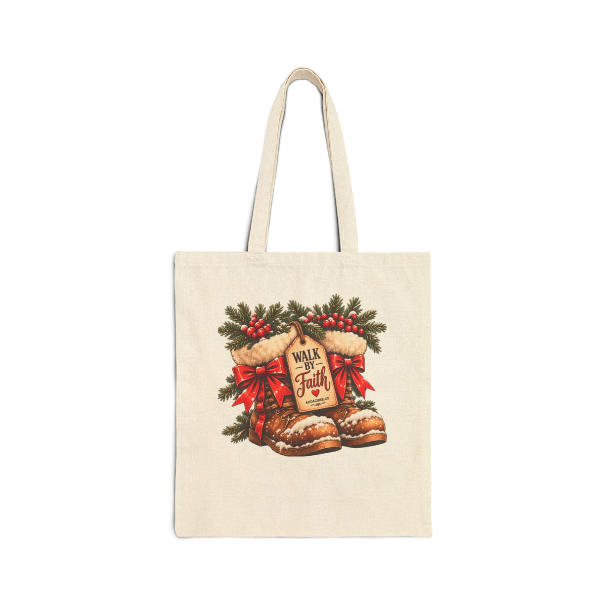 Christmas Walk with Jesus Cotton Canvas Tote Bag